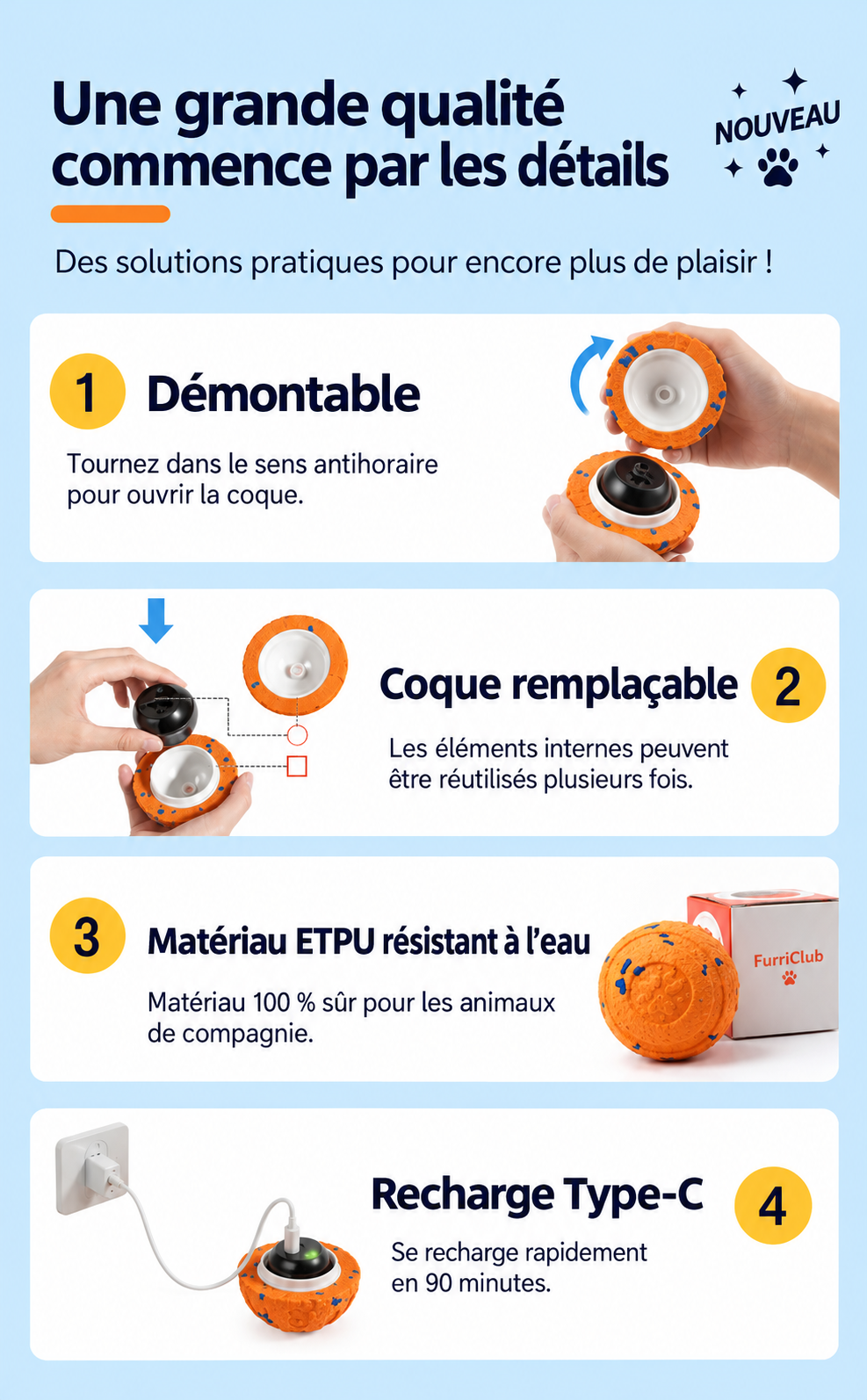 Balle Interactive Rechargeable pour Chien des Heures de Jeu et de Complicités – Image 2