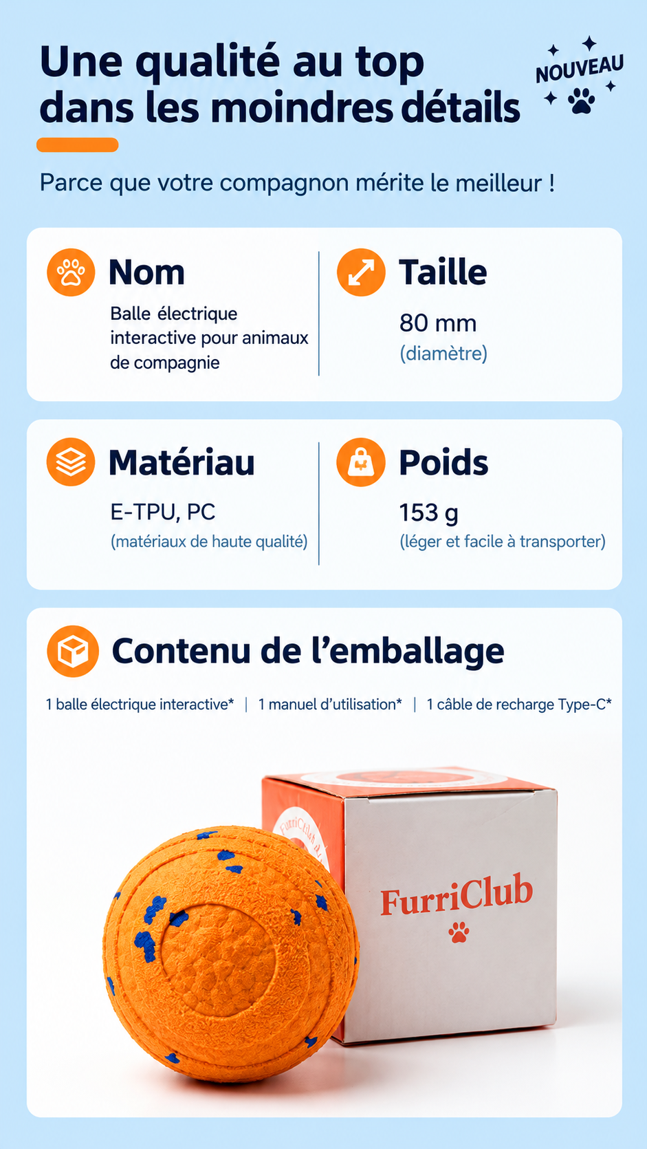 Balle Interactive Rechargeable pour Chien des Heures de Jeu et de Complicités – Image 3